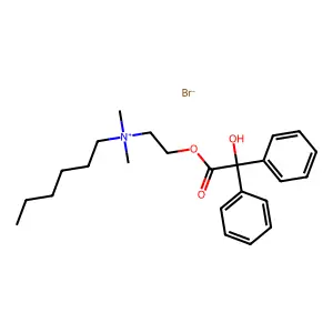 Ammonium, dimethylhexyl(2-hydroxyethyl)-, bromide, benzilate structure