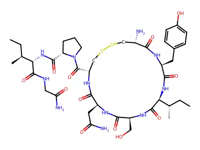 H-DL-Cys(1)-DL-Tyr-DL-xiIle-DL-Ser-DL-Asn-DL-Cys(1)-DL-Pro-DL-xiIle-Gly-NH2 structure