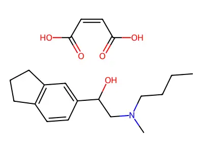 but-2-enedioic acid;2-[butyl(methyl)amino]-1-(2,3-dihydro-1H-inden-5-yl)ethanol structure