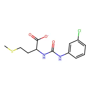 2-({[(3-Chlorophenyl)imino](hydroxy)methyl}amino)-4-(methylsulfanyl)butanoate structure