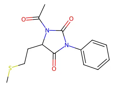 1-Acetyl-5-(2-(methylthio)ethyl)-3-phenylimidazolidine-2,4-dione structure
