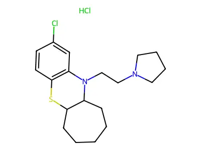 Benzo(b)cyclohepta(e)(1,4)thiazine, 5a,6,7,8,9,10,10a,11-octahydro-2-chloro-11-(2-(1-pyrrolidinyl)ethyl)-, hydrochloride structure