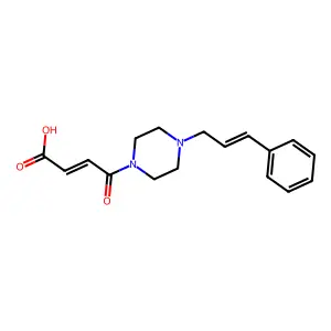 4-Oxo-4-(4-(3-phenylprop-2-enyl)piperazinyl)but-2-enoic acid structure