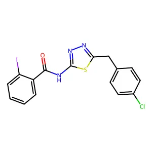 N-[5-[(4-chlorophenyl)methyl]-1,3,4-thiadiazol-2-yl]-2-iodobenzamide structure
