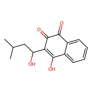 4-Hydroxy-3-(1-hydroxy-3-methylbutyl)naphthalene-1,2-dione structure