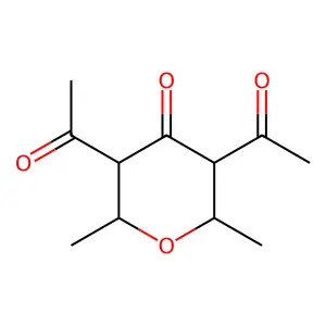 3,5-Diacetyl-2,6-dimethyloxan-4-one structure