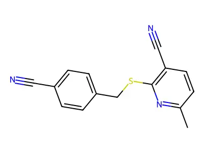 2-((4-Cyanobenzyl)thio)-6-methylnicotinonitrile structure