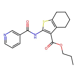 propyl 2-[(3-pyridinylcarbonyl)amino]-4,5,6,7-tetrahydro-1-benzothiophene-3-carboxylate structure