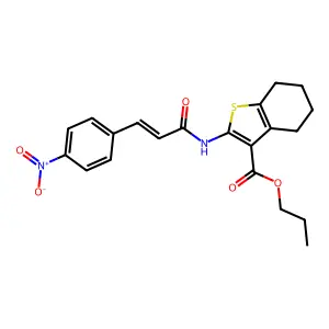 propyl 2-[(3-{4-nitrophenyl}acryloyl)amino]-4,5,6,7-tetrahydro-1-benzothiophene-3-carboxylate structure