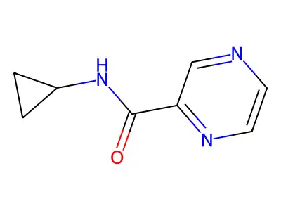 N-cyclopropylpyrazine-2-carboxamide structure