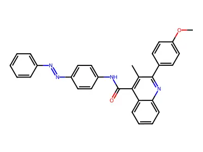2-(4-methoxyphenyl)-3-methyl-N-(4-phenyldiazenylphenyl)quinoline-4-carboxamide structure