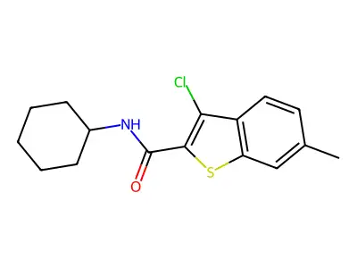 3-chloro-N-cyclohexyl-6-methyl-1-benzothiophene-2-carboxamide structure