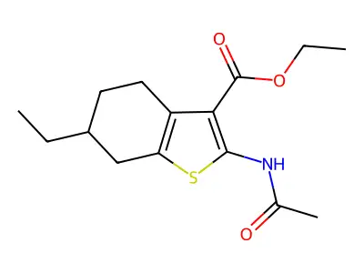Ethyl 2-(acetylamino)-6-ethyl-4,5,6,7-tetrahydro-1-benzothiophene-3-carboxylate structure