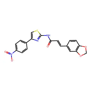 (E)-3-(1,3-benzodioxol-5-yl)-N-[4-(4-nitrophenyl)-1,3-thiazol-2-yl]prop-2-enamide structure