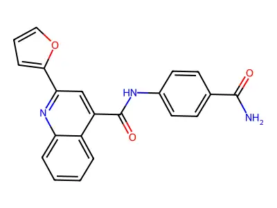 N-(4-carbamoylphenyl)-2-(furan-2-yl)quinoline-4-carboxamide structure