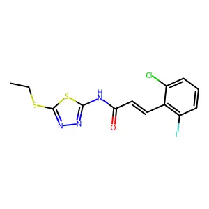 (E)-3-(2-chloro-6-fluorophenyl)-N-(5-ethylsulfanyl-1,3,4-thiadiazol-2-yl)prop-2-enamide structure