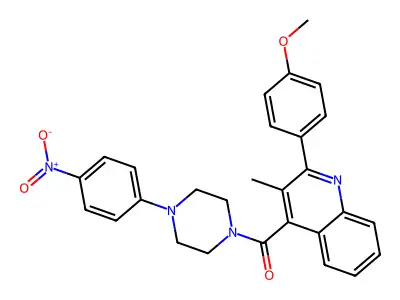 [2-(4-methoxyphenyl)-3-methylquinolin-4-yl]-[4-(4-nitrophenyl)piperazin-1-yl]methanone structure