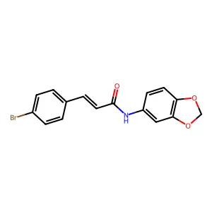 (E)-N-(1,3-benzodioxol-5-yl)-3-(4-bromophenyl)prop-2-enamide structure