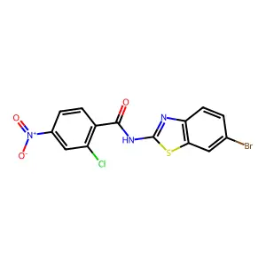 N-(6-bromo-1,3-benzothiazol-2-yl)-2-chloro-4-nitrobenzamide structure