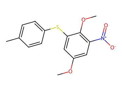 1,4-Dimethoxy-6-nitro-2-(p-tolylthio)benzene structure