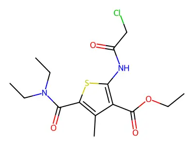 Ethyl 2-(2-chloroacetamido)-5-(diethylcarbamoyl)-4-methylthiophene-3-carboxylate structure