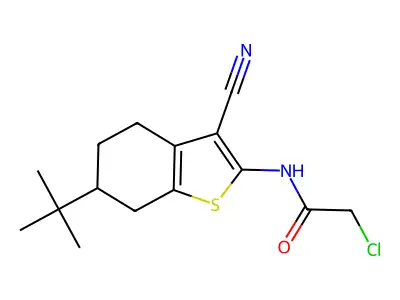N-(6-tert-butyl-3-cyano-4,5,6,7-tetrahydro-1-benzothien-2-yl)-2-chloroacetamide structure