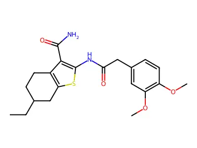 2-{[(3,4-dimethoxyphenyl)acetyl]amino}-6-ethyl-4,5,6,7-tetrahydro-1-benzothiophene-3-carboxamide structure