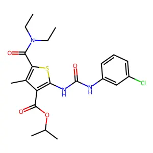 propan-2-yl 2-[(3-chlorophenyl)carbamoylamino]-5-(diethylcarbamoyl)-4-methylthiophene-3-carboxylate structure