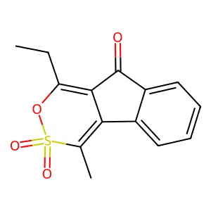 9H-Indeno(1,2-d)(1,2)oxathiin-9-one, 1-ethyl-4-methyl-, 3,3-dioxide structure