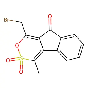 1-(Bromomethyl)-4-methyl-9H-indeno(1,2-d)(1,2)oxathiin-9-one 3,3-dioxide structure