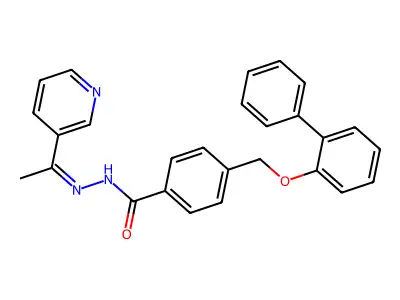 4-[(2-phenylphenoxy)methyl]-N-(1-pyridin-3-ylethylideneamino)benzamide structure