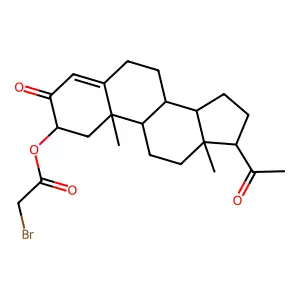 Pregn-4-ene-3,20-dione, 2-((bromoacetyl)oxy)-, (2alpha)- structure