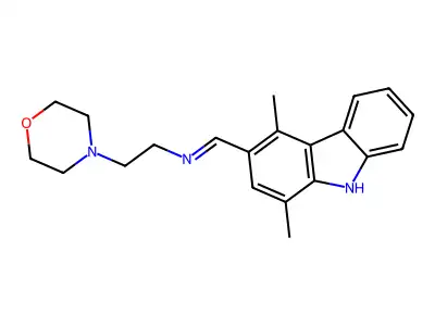 4-Morpholineethanamine, N-((1,4-dimethyl-9H-carbazol-3-yl)methylene)- structure