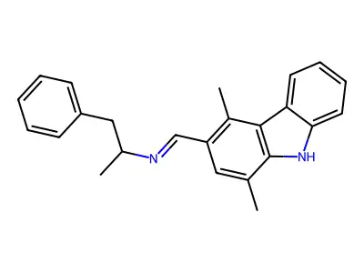 Benzeneethanamine, N-((1,4-dimethyl-9H-carbazol-3-yl)methylene)-alpha-methyl- structure