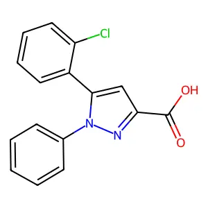 5-(2-chlorophenyl)-1-phenyl-1H-pyrazole-3-carboxylic acid structure