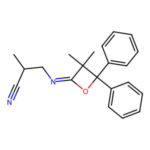3-[(3,3-Dimethyl-4,4-diphenyloxetan-2-ylidene)amino]-2-methylpropanenitrile structure