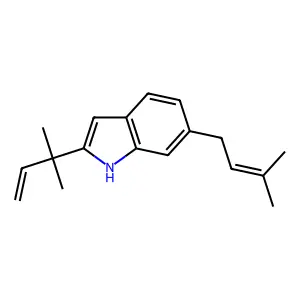 2-(1,1-Dimethyl-2-propenyl)-6-(3-methyl-2-butenyl)-1H-indole structure