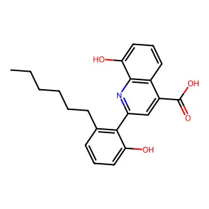 2-(2-Hydroxy-5-n-hexylphenyl)-8-quinolinol-4-carboxylic acid structure