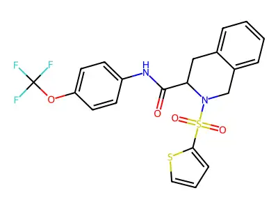 2-thiophen-2-ylsulfonyl-N-[4-(trifluoromethoxy)phenyl]-3,4-dihydro-1H-isoquinoline-3-carboxamide structure