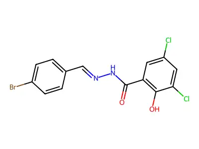 N-[(4-Bromophenyl)methylideneamino]-3,5-dichloro-2-hydroxy-benzamide structure