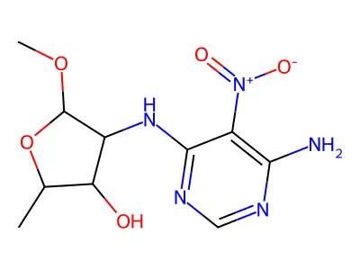 4-[(6-Amino-5-nitropyrimidin-4-yl)amino]-5-methoxy-2-methyloxolan-3-ol structure