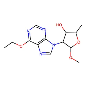4-(6-Ethoxypurin-9-yl)-5-methoxy-2-methyloxolan-3-ol structure