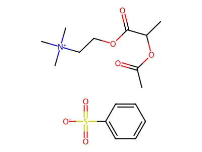Ethanaminium, 2-(2-(acetyloxy)-1-oxopropoxy)-N,N,N-trimethyl-, benzenesulfonate structure