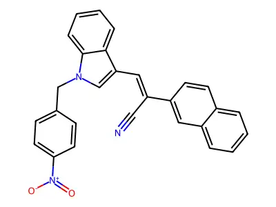 2-Naphthalen-2-yl-3-[1-[(4-nitrophenyl)methyl]indol-3-yl]prop-2-enenitrile structure