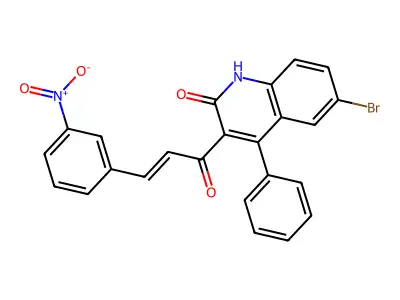 6-bromo-3-[(E)-3-(3-nitrophenyl)prop-2-enoyl]-4-phenyl-1H-quinolin-2-one structure
