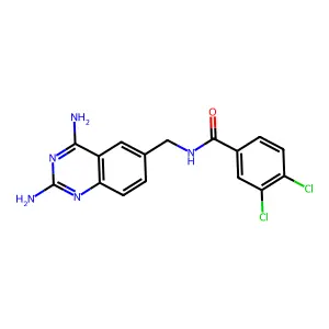 3,4-dichloro-N-[(2,4-diaminoquinazolin-6-yl)methyl]benzamide structure