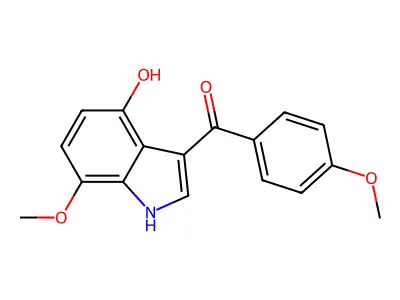 (4-hydroxy-7-methoxy-1H-indol-3-yl)-(4-methoxyphenyl)methanone structure