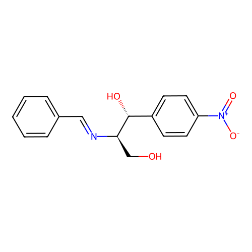 (R(R*,R*))-2-(Benzylideneamino)-1-(4-nitrophenyl)propane-1,3-diol structure