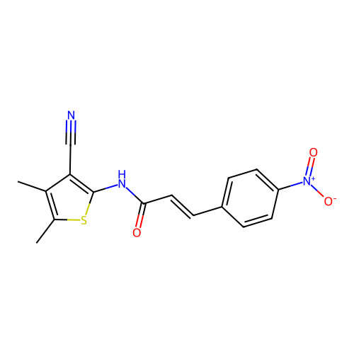 (E)-N-(3-cyano-4,5-dimethylthiophen-2-yl)-3-(4-nitrophenyl)acrylamide structure