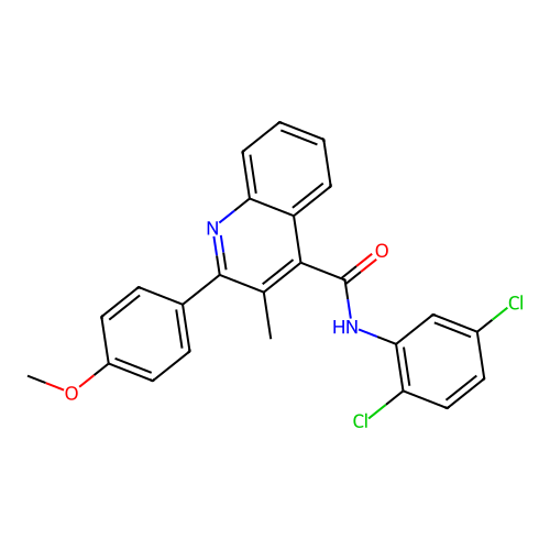 N-(2,5-dichlorophenyl)-2-(4-methoxyphenyl)-3-methylquinoline-4-carboxamide structure